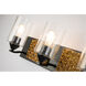 Arcadia 3 Light 22 inch MB Bath Light Wall Light in Matte Black with Gold